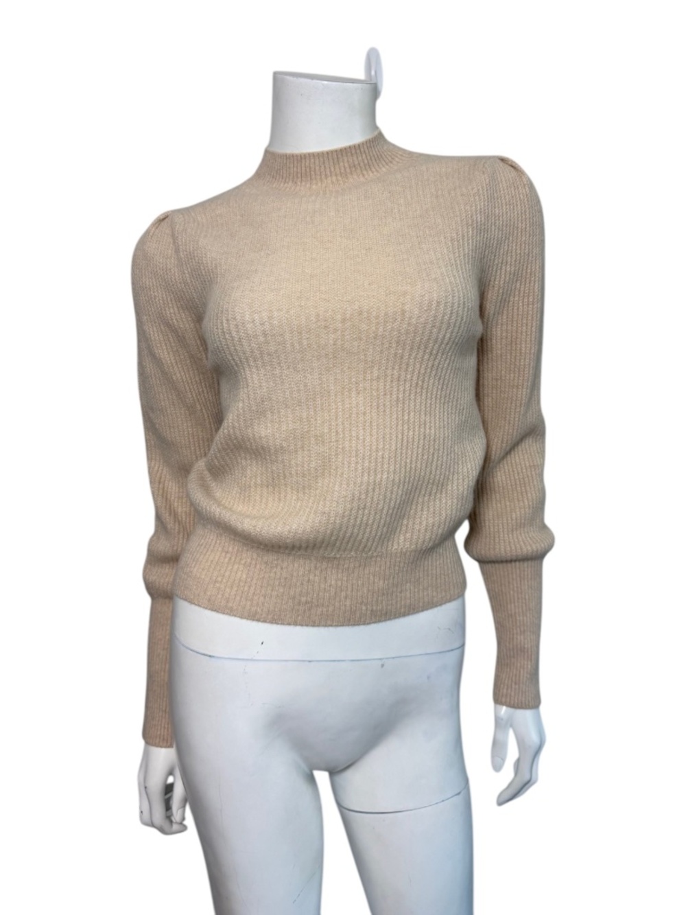 JILL ROBERTS Cashmere Ribbed Sweater in Beige Size XS